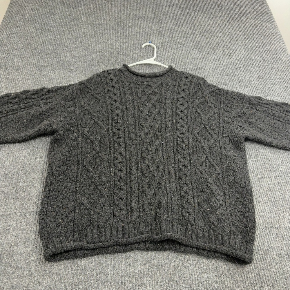 Celtic Country Sweater Mens XL Grey‎ Merino Wool Cable Knit Fisherman Classic